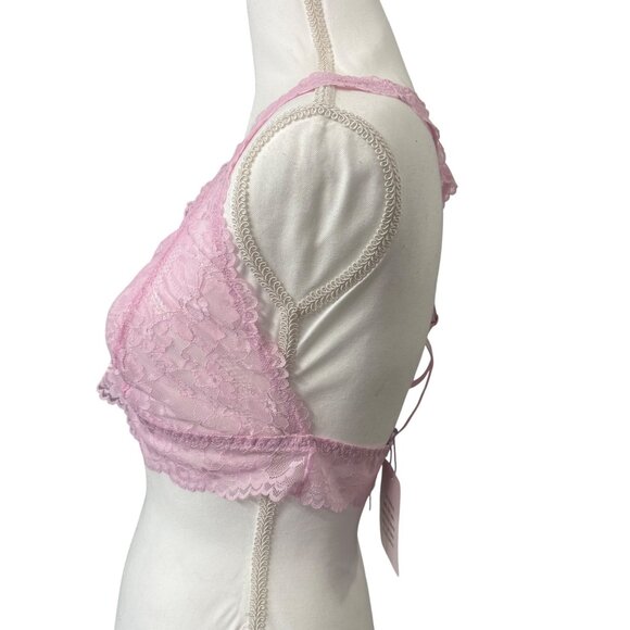 Savage X Fenty Pink Lace Bralette W/ Adjustable Straps & Scalloped Edges Size XL - Picture 2 of 9